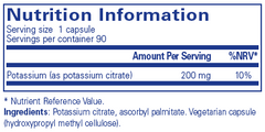 Pure Encapsulations Potassium Citrate 90's