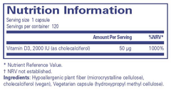 Pure Encapsulations Vitamin D3 (Vegan) 2,000IU 120's