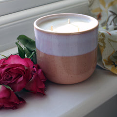 Hayes & White Wild Rosarium Essential Oil Candle | Luxury Ceramic Pot – Pink | 500g | Rose & Geranium | Soy Wax