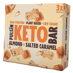 Pulsin Plant Based Keto Bar Almond & Salted Caramel 3x30g Multipack