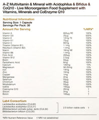 Proven Biotics A-Z Multivitamin & Mineral with Friendly Bacteria & CoQ10 30s