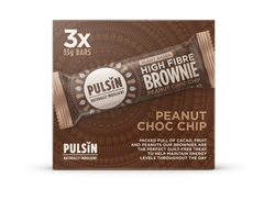 Pulsin Plant Based High Fibre Brownie Peanut Choc Chip 3 x 35g Box