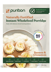 Purition Naturally Fortified Instant Wholefood Porridge Banana & Cinnamon 60g SINGLE
