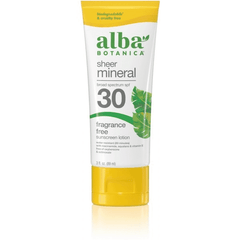Alba Botanica Sheer Mineral SPF30 Fragrance Free Sunscreen Lotion 89ml