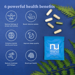 Nu Mind Wellness Stress Support + Live Bacteria 30 Days Supply (DARK BLUE)