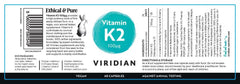Viridian Vitamin K2 100ug 60's