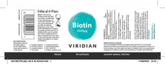 Viridian Biotin 2500ug 90's