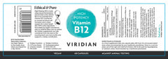 Viridian High Potency Vitamin B12 1000Ug 60's