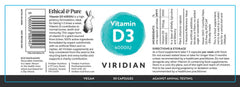 Viridian Vitamin D3 4000iu 30's