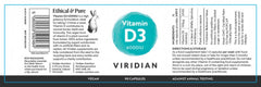 Viridian Vitamin D3 4000iu 90's