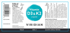 Viridian Vitamin D3 & K2 Liquid 50ml