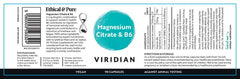 Viridian Magnesium Citrate & B6 90s