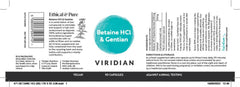 Viridian Betaine HCL & Gentian 90's