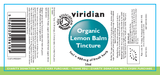 Viridian Organic Lemon Balm Tincture 50ml