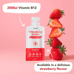 Zooki Vitamin B12 Liquid Sachets Strawberry Flavour 14x10ml Sachets CASE