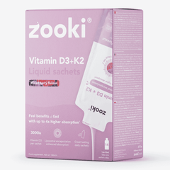 Zooki Vitamin D3+K2 Liquid Sachets Mixed Berry Flavour 14x10ml CASE