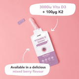 Zooki Vitamin D3+K2 Liquid Sachets Mixed Berry Flavour 30x10ml Sachets CASE