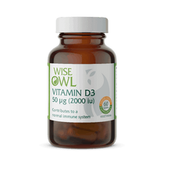Wise Owl Vitamin D3 50ug (2000iu) 60's