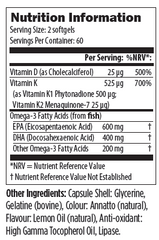 Designs For Health OmegAvail Ultra (Blue Label) With Vit. D3, K1, K2, Lipase 120's