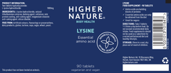 Higher Nature Lysine 500mg 90's