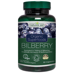 Natures Aid Organic Superfoods Bilberry 7500mg 60's