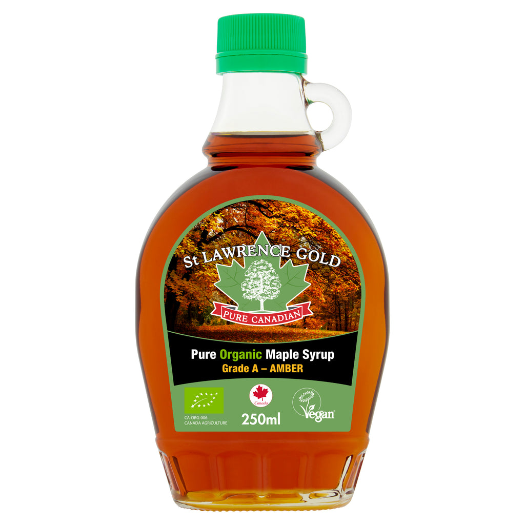 St Lawrence Gold Pure Organic Canadian Maple Syrup Organic Grade A Amber Colour Rich Taste 250ml