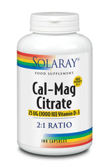 Solaray Cal-Mag Citrate with Vitamin D High Potency 180's